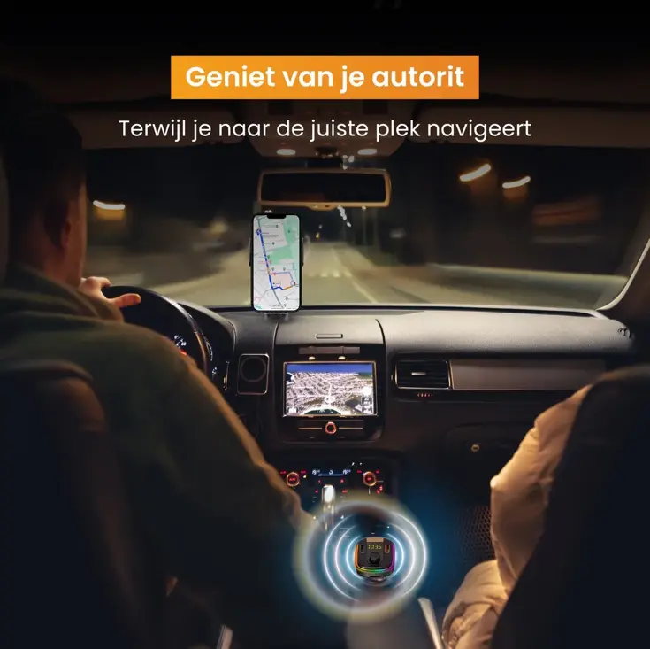 Telefoonhouder Auto Oplader + FM Transmitter