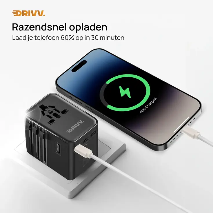 Universele Wereldstekker USB C - 45W