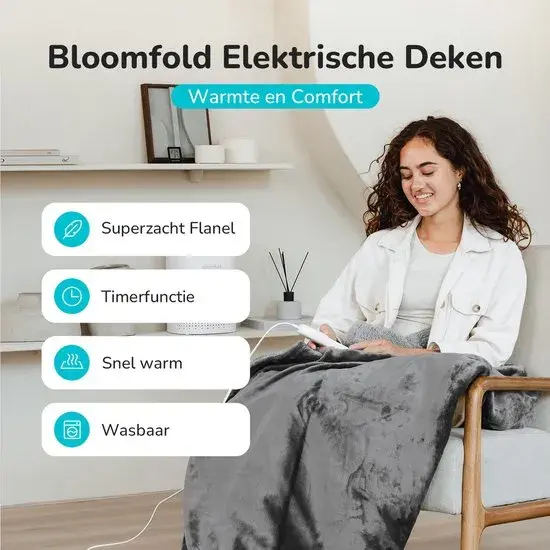 Bloomfold Elektrische Deken 180x160cm