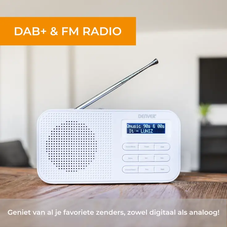 DAB+/FM Radio Alarmfunctie Werkt op AA-batterijen