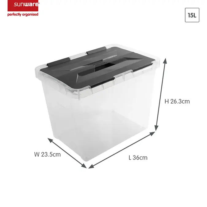 Onyx opbergbox transparant 15L- 3 delig
