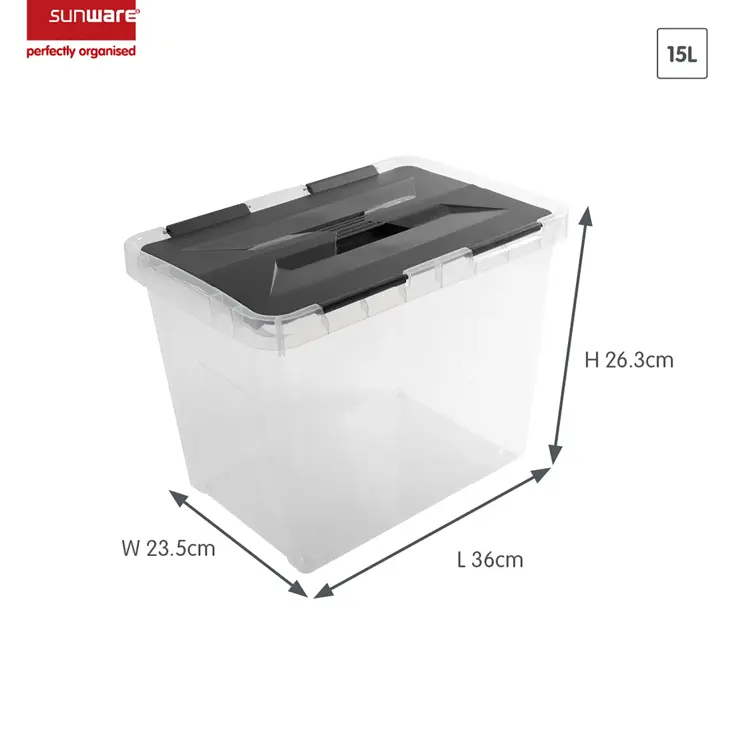 Onyx opbergbox transparant 15L- 3 delig