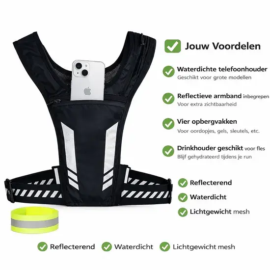 Reflecterend hardloopvest met opbergvakken