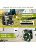 3-in-1 Zonnepaneel Powerbank Ventilator Groen