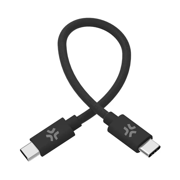 USB-C Gevlochten Oplaadkabel 30cm - Zwart