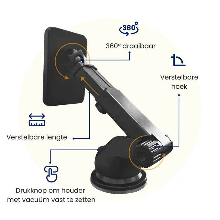 Telefoonhouder Auto Zuignap met Draadloze Oplader