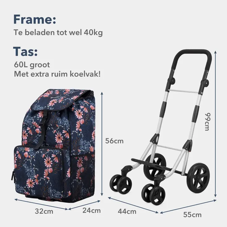 Boodschappentrolley 60L - 4 Wielen