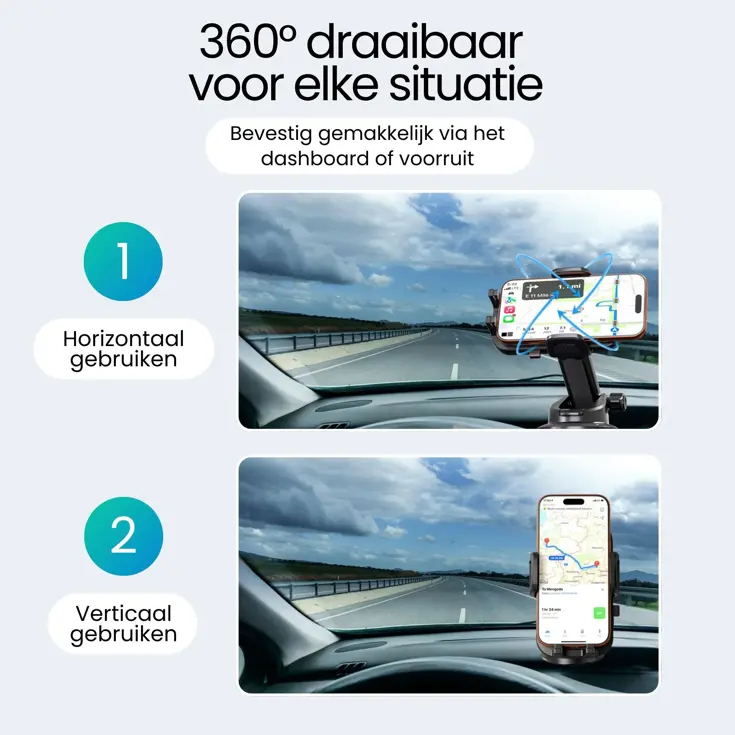 Telefoonhouder - Zuignap - 360° Verstelbaar