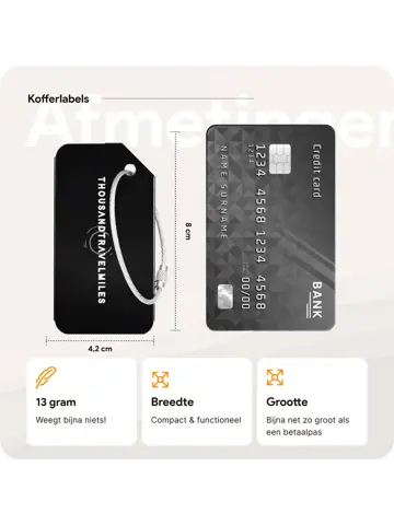 Kofferriem + 2 Bagagelabel – 3-delig – Zwart