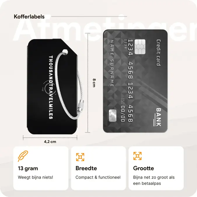Kofferriem + 2 Bagagelabel – 3-delig – Zwart