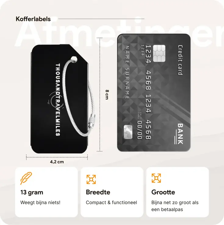 Kofferriem + 2 Bagagelabel – 3-delig – Zwart