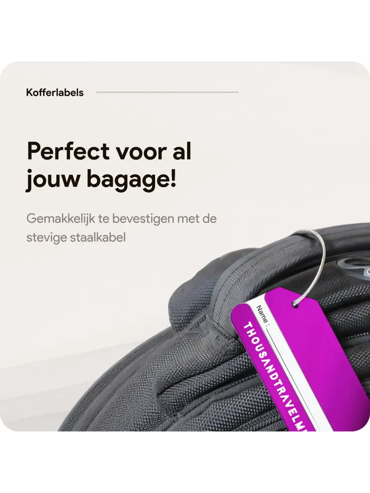 Aluminium Bagagelabel – 2 stuks – Paars