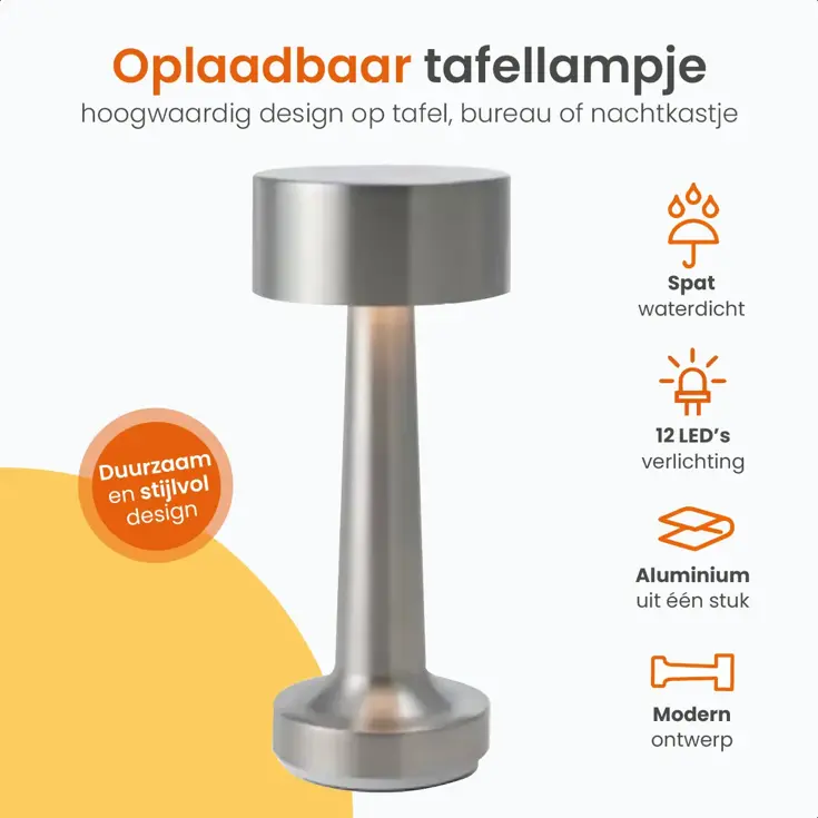Classic Tafellamp Oplaadbaar - 21cm - LED