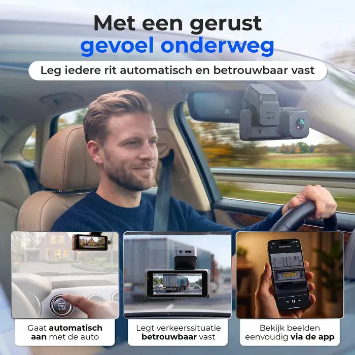 Dashcam 4K + 2K Voor & Achter - WiFi GPS - 64GB