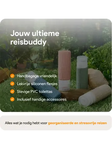 Toilettas met reisflesjes – 12-delig – Pastel