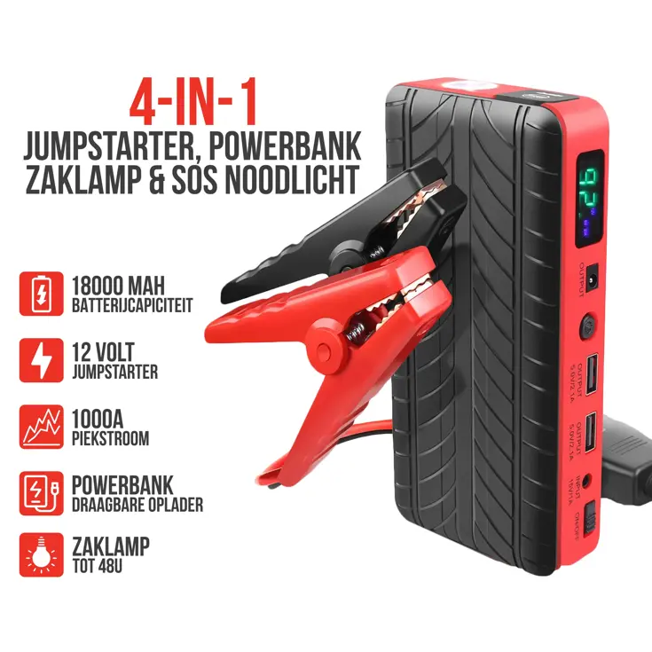 Jumpstarter voor Auto 4-in-1 - 1000A