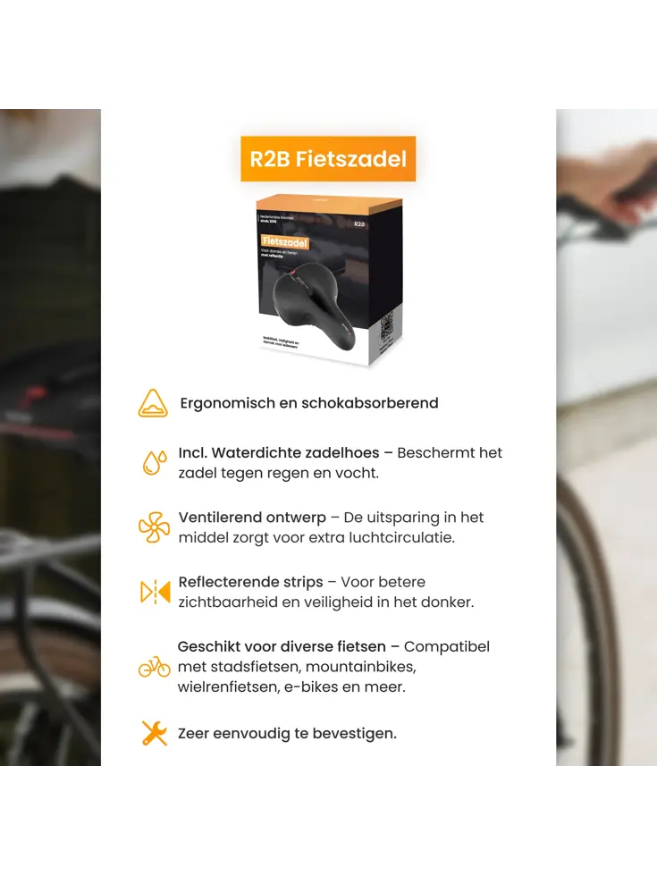 Fietszadel met Waterdichte Zadelhoes