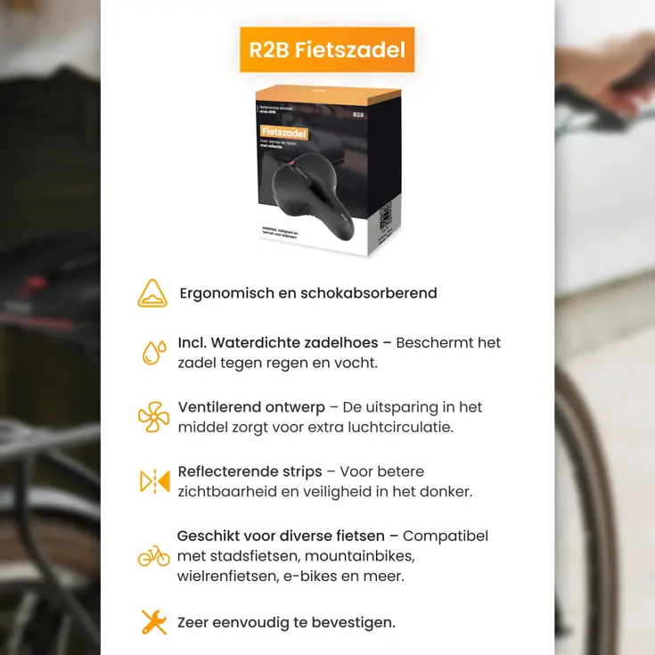 Fietszadel met Waterdichte Zadelhoes