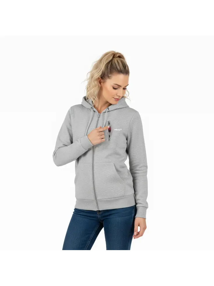Infrarood Verwarmde Zipper Hoodie – Dames  Grijs