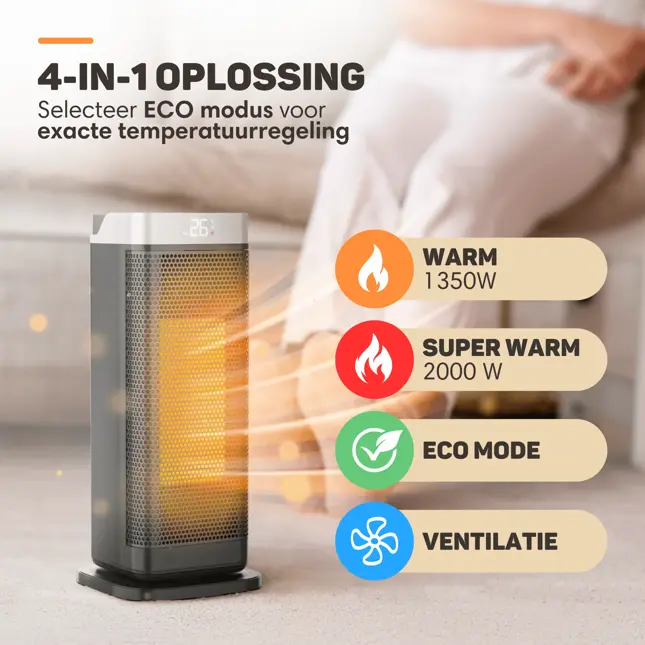 Elektrische Kachel Elite- 2000W - Ventilatorkachel