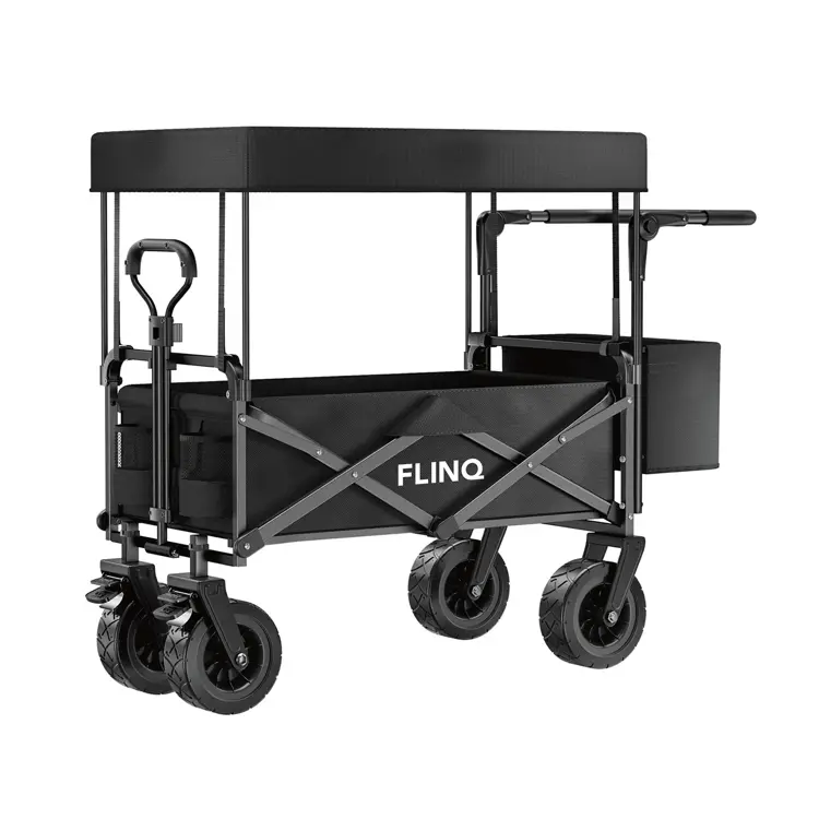 Bolderkar Deluxe met dak - 100L - 130KG - Zwart