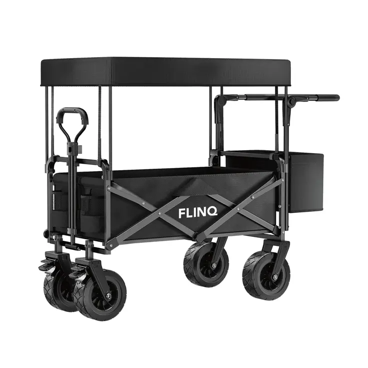 Bolderkar Deluxe met dak - 100L - 130KG - Zwart