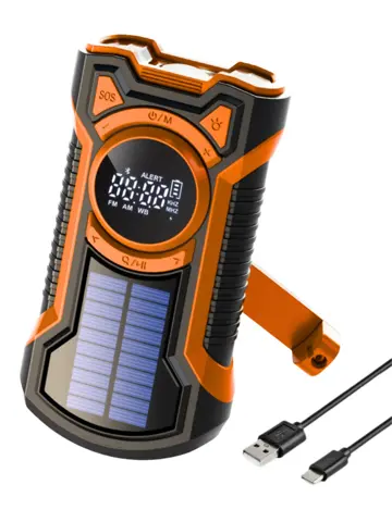 Noodradio met solar dynamo Bluetooth en powerbank