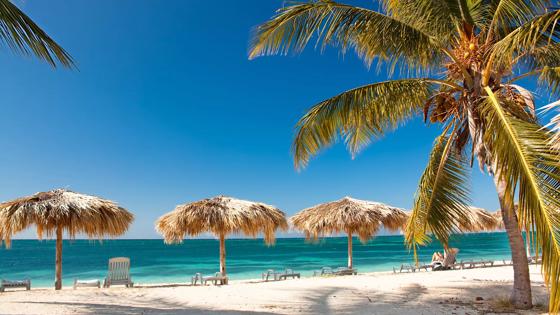 cuba_matanzas_varadero_playa-azul_strand_rieten-parasols_palmboom_blauwe-zee