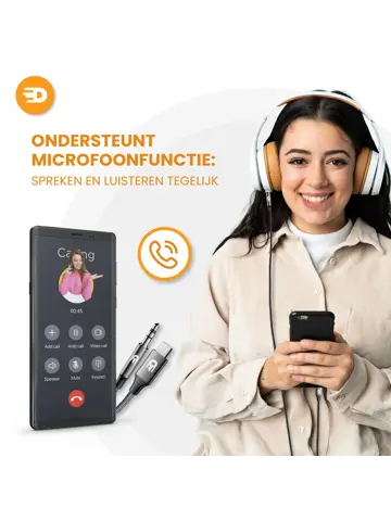 Drivv. USB C Naar AUX Kabel - Nylon - 1 Meter