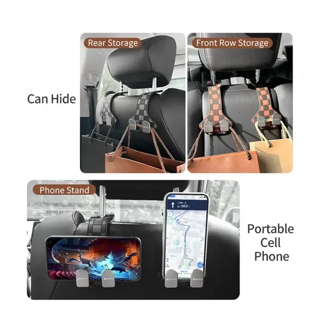 2x Auto Hoofdsteun Haak Duo