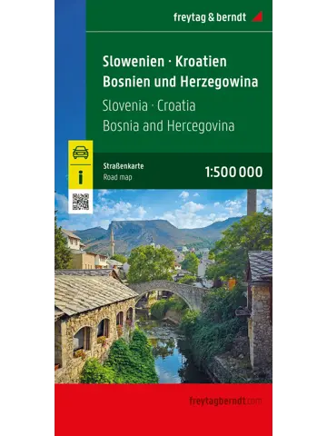 Wegenkaart Slovenië, Kroatië, Bosnië-Herzogin