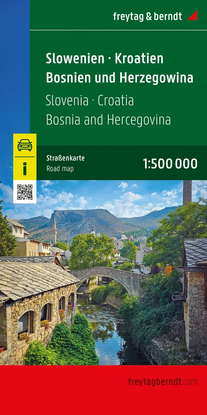 Wegenkaart Slovenië, Kroatië, Bosnië-Herzogin