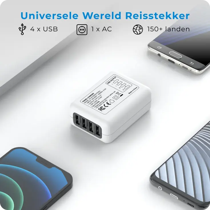 Travel Y40 - Wereldstekker - 170+ landen 4 USB-A