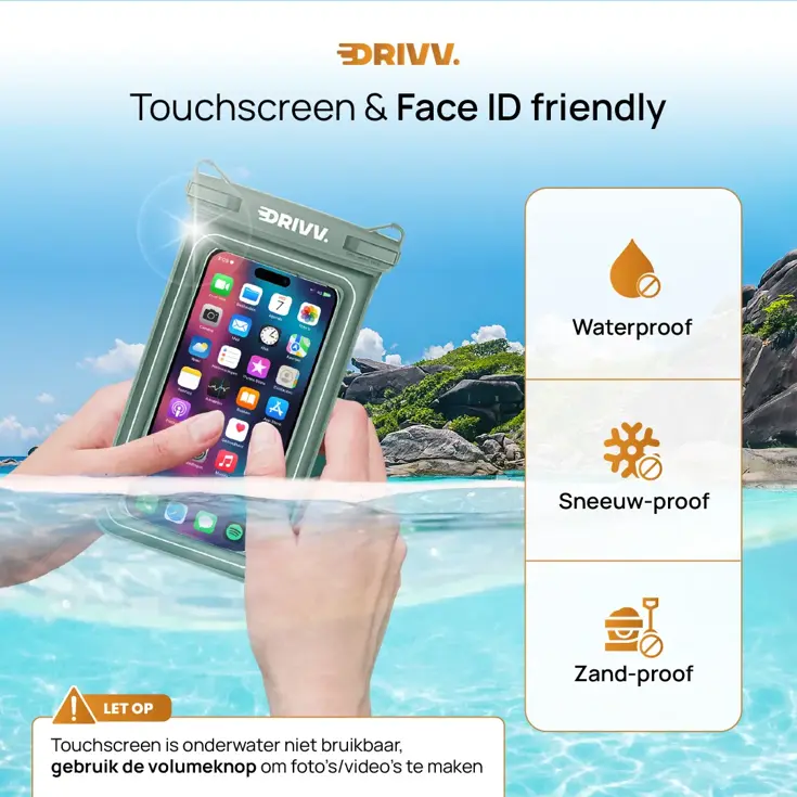 Drivv. Waterdicht Telefoonhoesje - 6.8" Groen