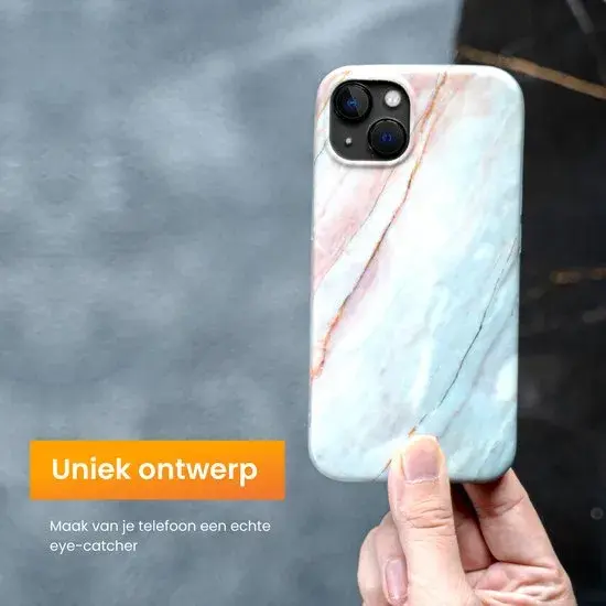 R2B iPhone 14 Hoesje Marmer + Screenprotector