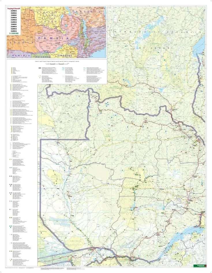 Wegenkaart Zambia