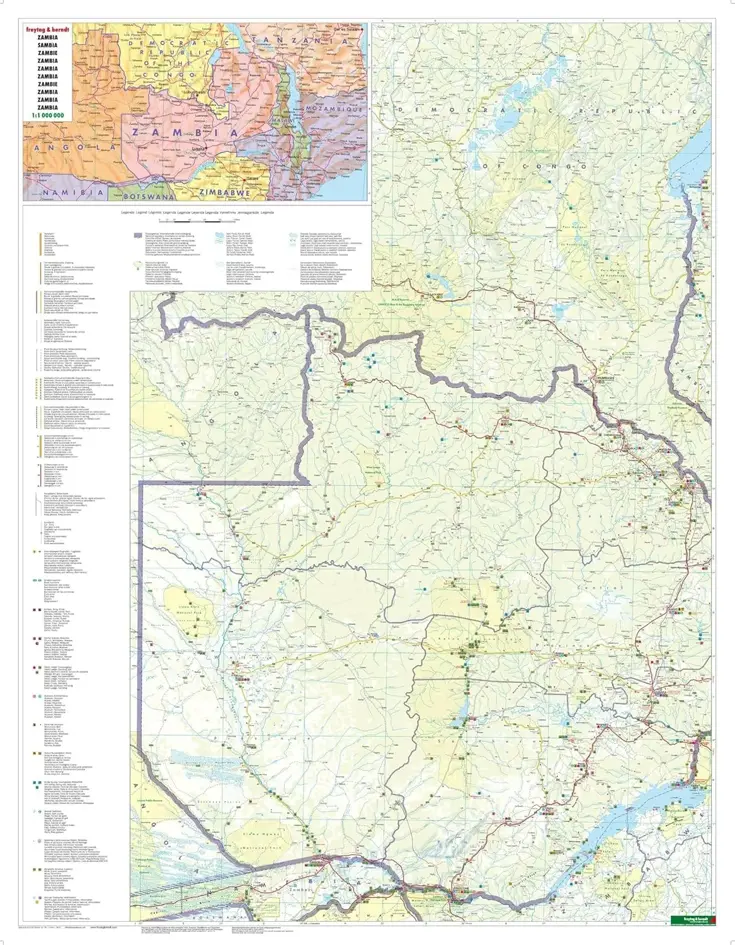 Wegenkaart Zambia
