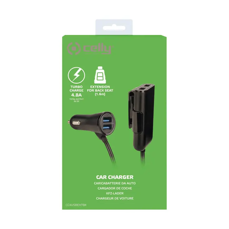 Autolader 4 USB-poorten 1,6 meter voor auto