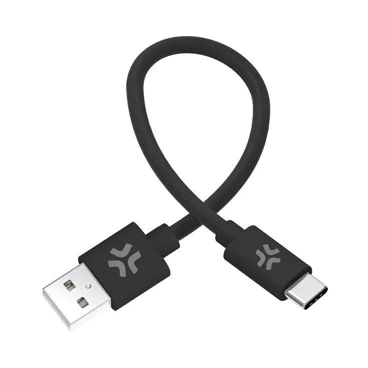 Zwarte 30cm Gevlochten USB-A naar USB-C Kabel