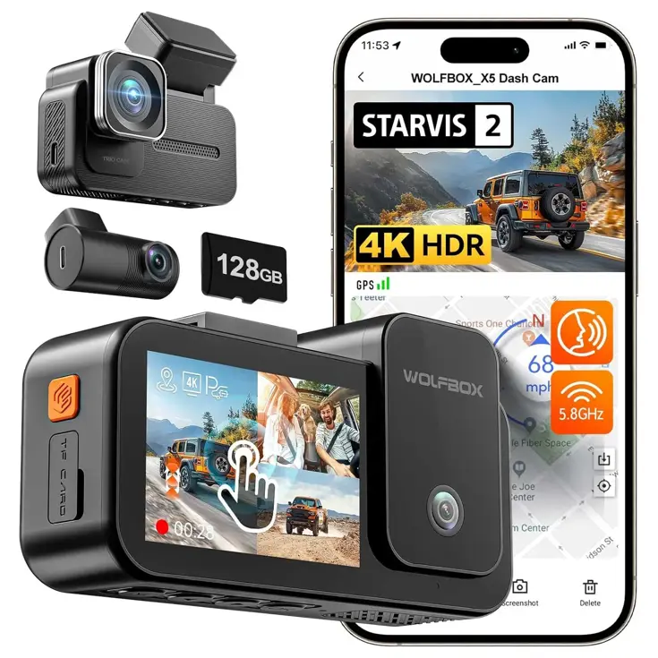 X5 Touch 3CH 4K Wifi GPS 128gb dashcam