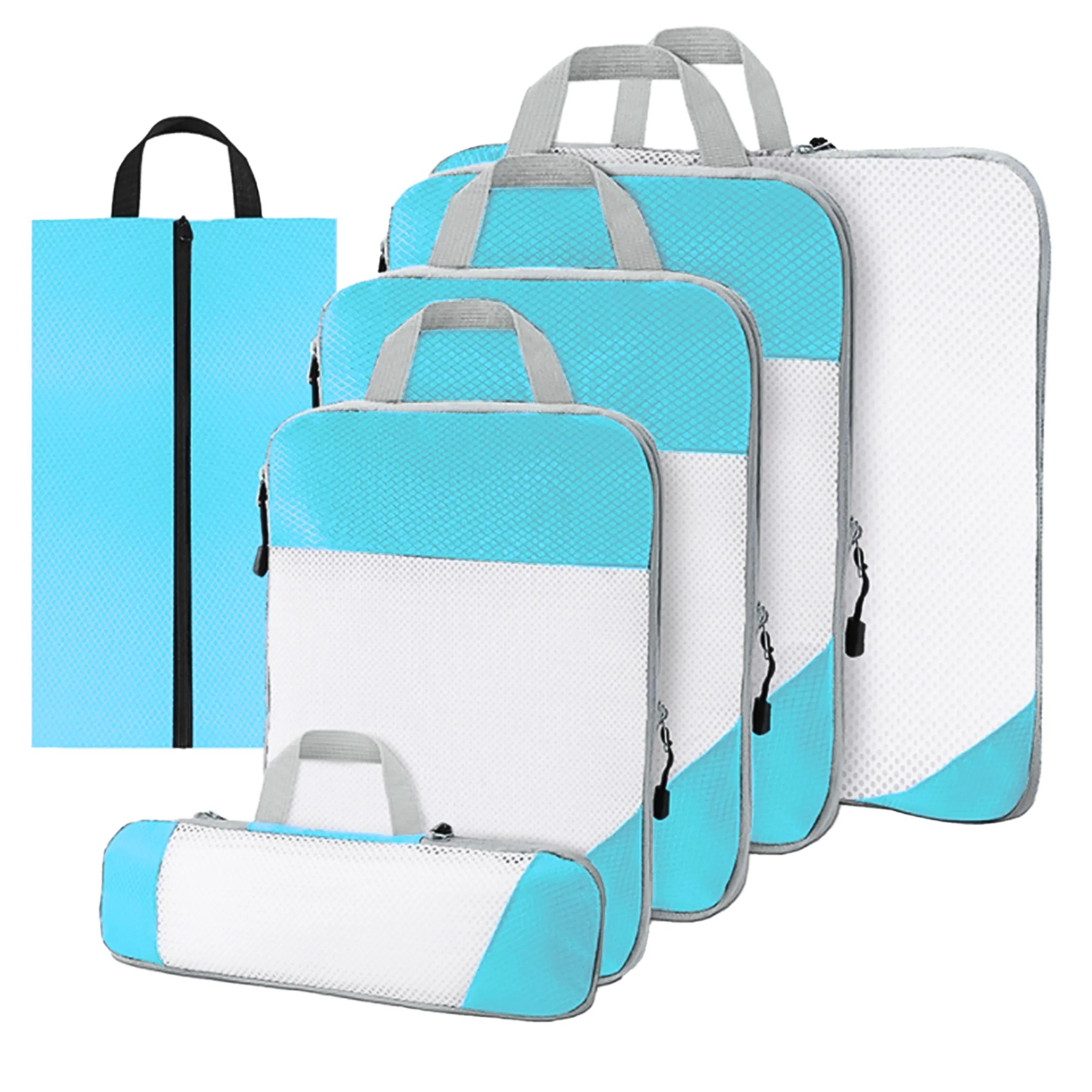 Thousandtravelmiles  Compression Packing Cubes  6 stuk  L Blauw  Light_blue main product image