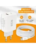 USB-C Kabel 1m met USB-A & USB-C Adapter