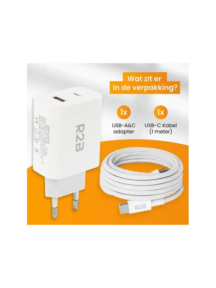 USB-C Kabel 1m met USB-A & USB-C Adapter