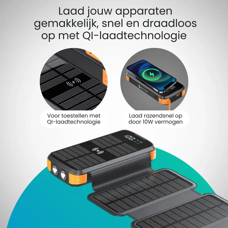 Solar Powerbank - 30.000mAh - 4 Panelen