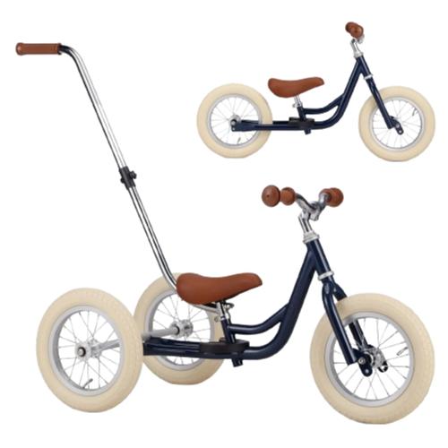 2-in-1 Loopfiets Driewieler met Duwstang