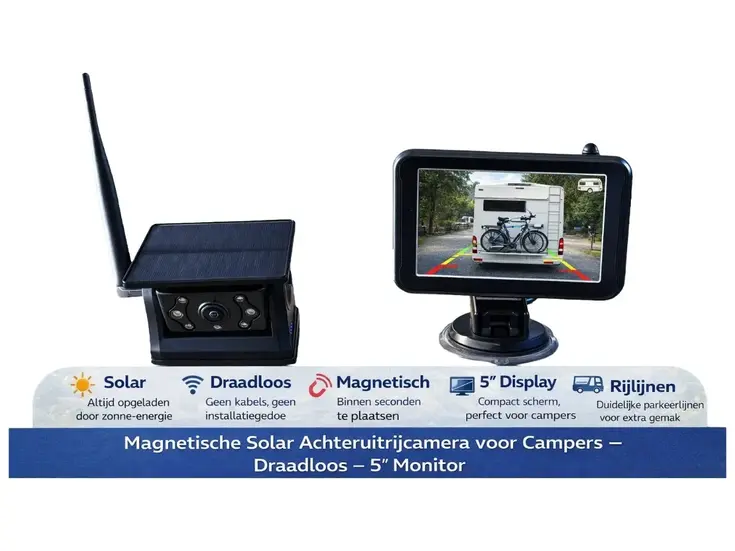 Magnetische solar achteruitrijcamera 5 inch