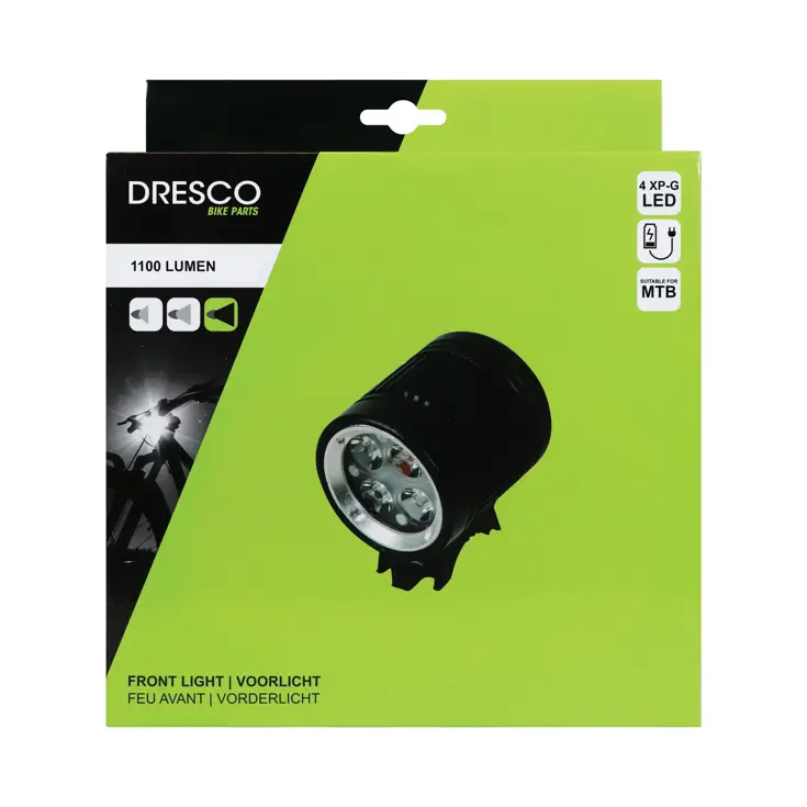 Aluminium koplamp 1100 Lumen lichtopbrengst