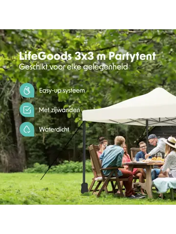 Partytent met Zijwanden – 3x3 m – Beige