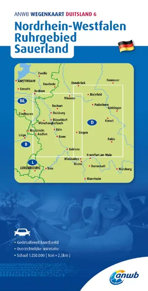 ANWB Wegenkaart Nordrhein-Westfalen, Ruhrgebied, Sauerland