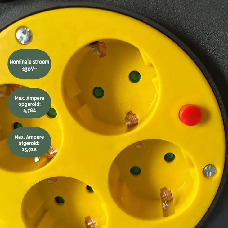 Kabelhaspel Pro 4‑voudig 10 m met randaarde